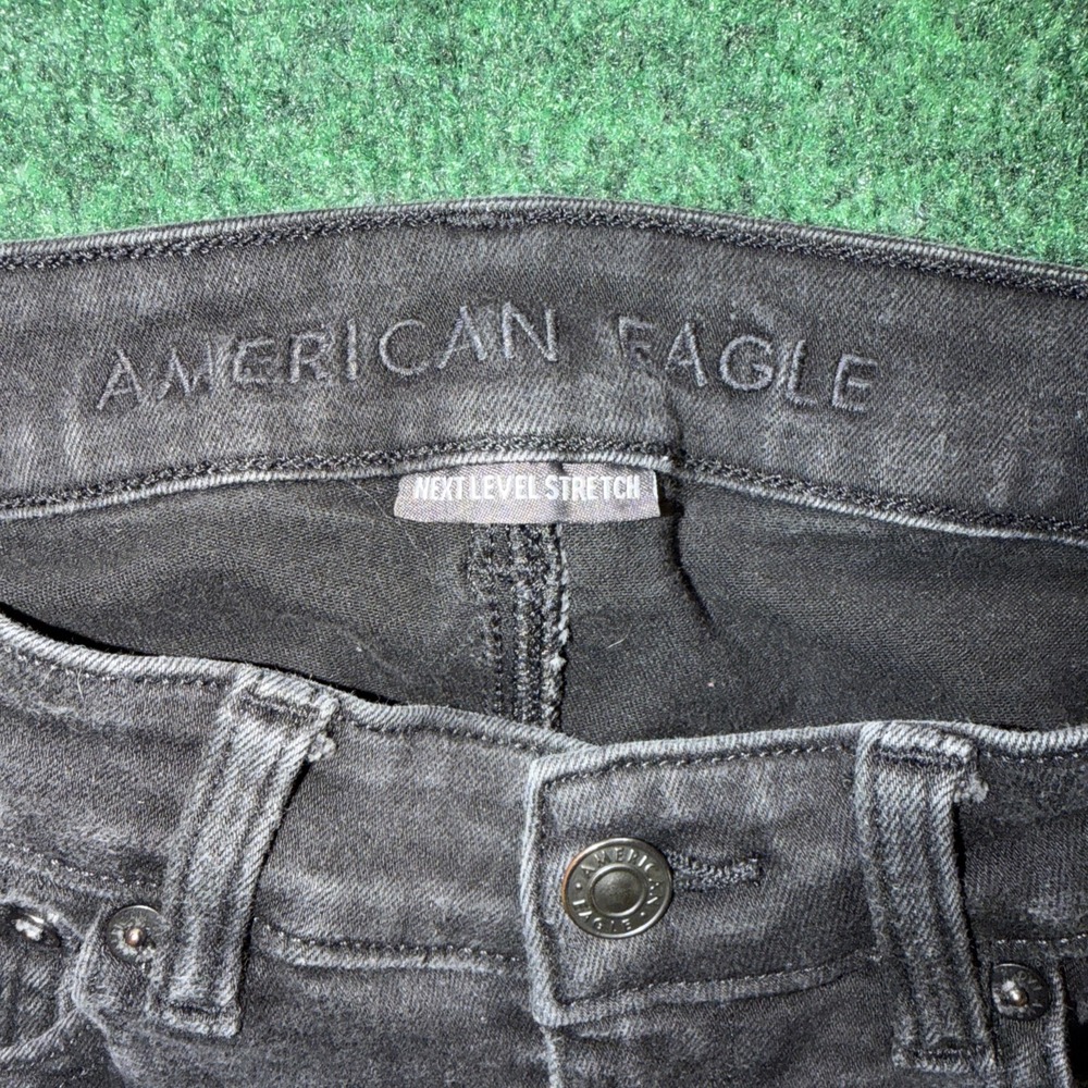 American Eagle High Rise Jegging Jeans Women's Size 2 Black Distressed Jeans - Picture 2 of 9